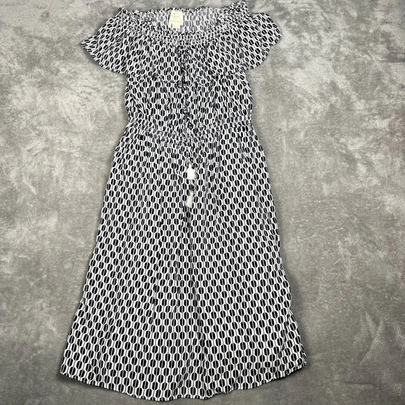 Kate Spade Dress Sz Small Off Shoulder Boho Print Tassel Printed Knee Length - Picture 6 of 12